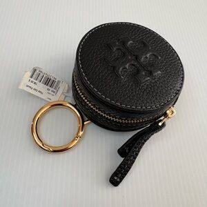 Tory Burch Thea Coin Pouch 150410 In Black With Key Ring  NEW WITH TAGS